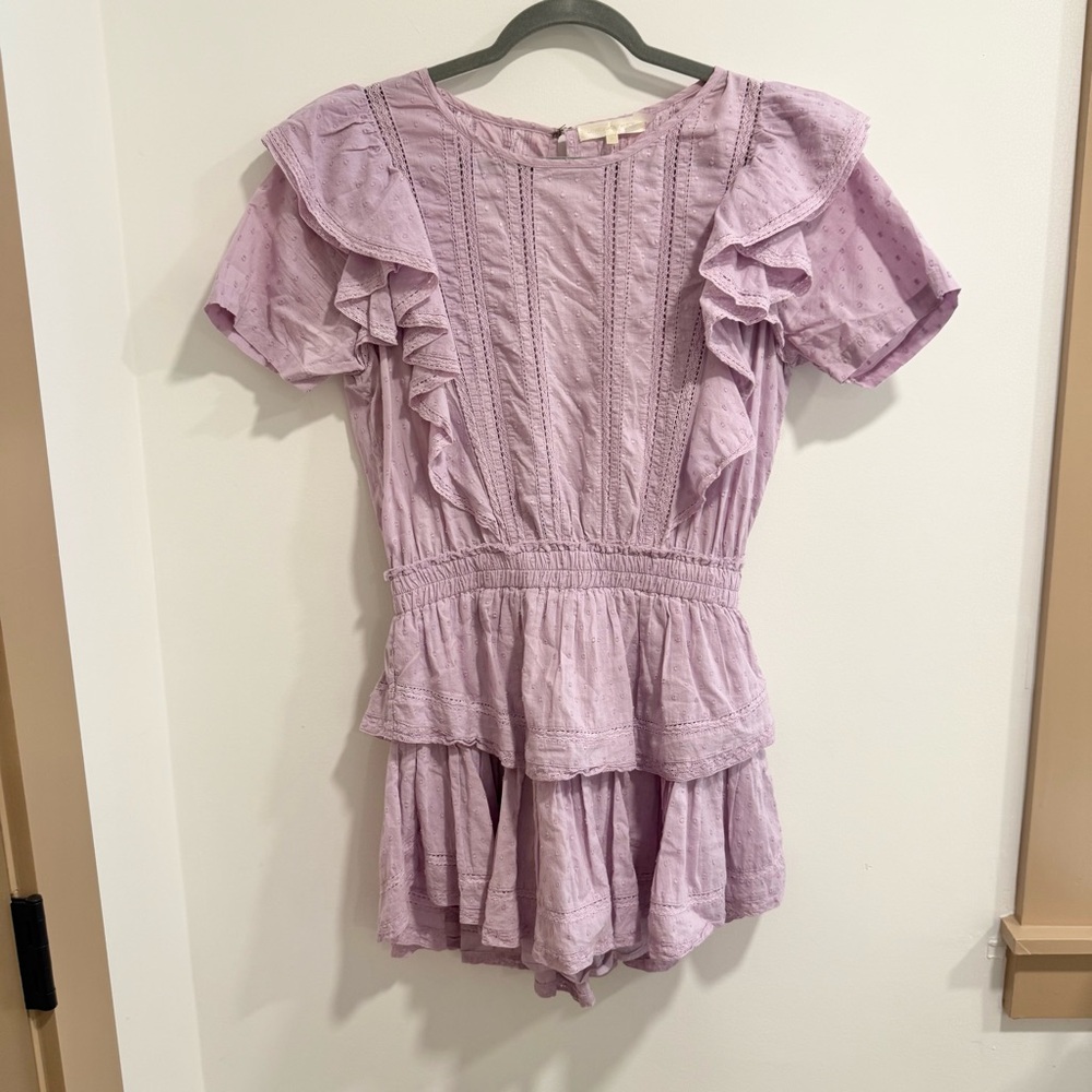 LoveShackFancy Natasha Short Sleeve Eyelet Mini Dress